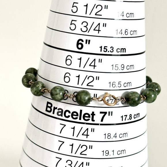 Vintage 14K Solid Yellow Gold Genuine Nephrite Jade Bead Ball Bracelet 6.75" - Picture 13 of 13